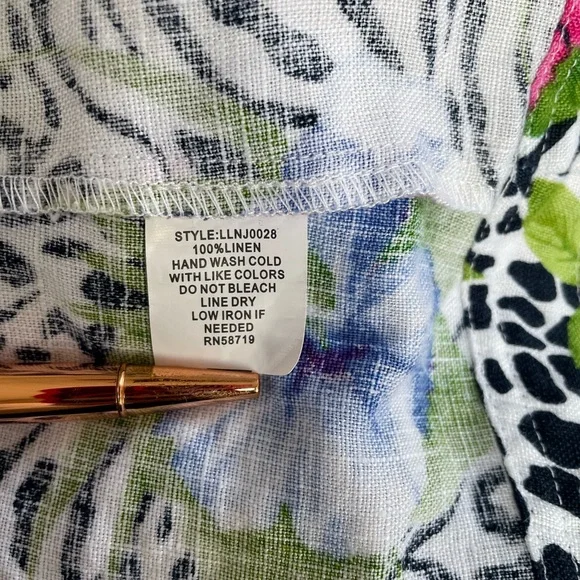 Vintage Choices 100% Linen Tropical Zebra Print Open Jacket 2X | Resort Wear - Picture 7 of 7